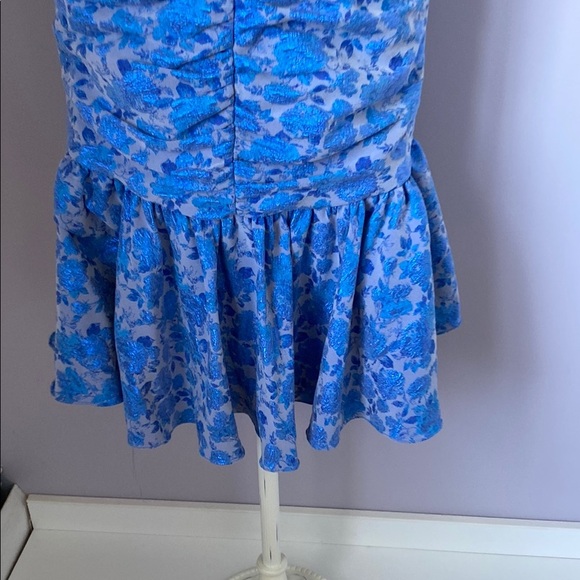 Theia Blue and White Off-Shoulder Sheath Dress - Picture 12 of 16